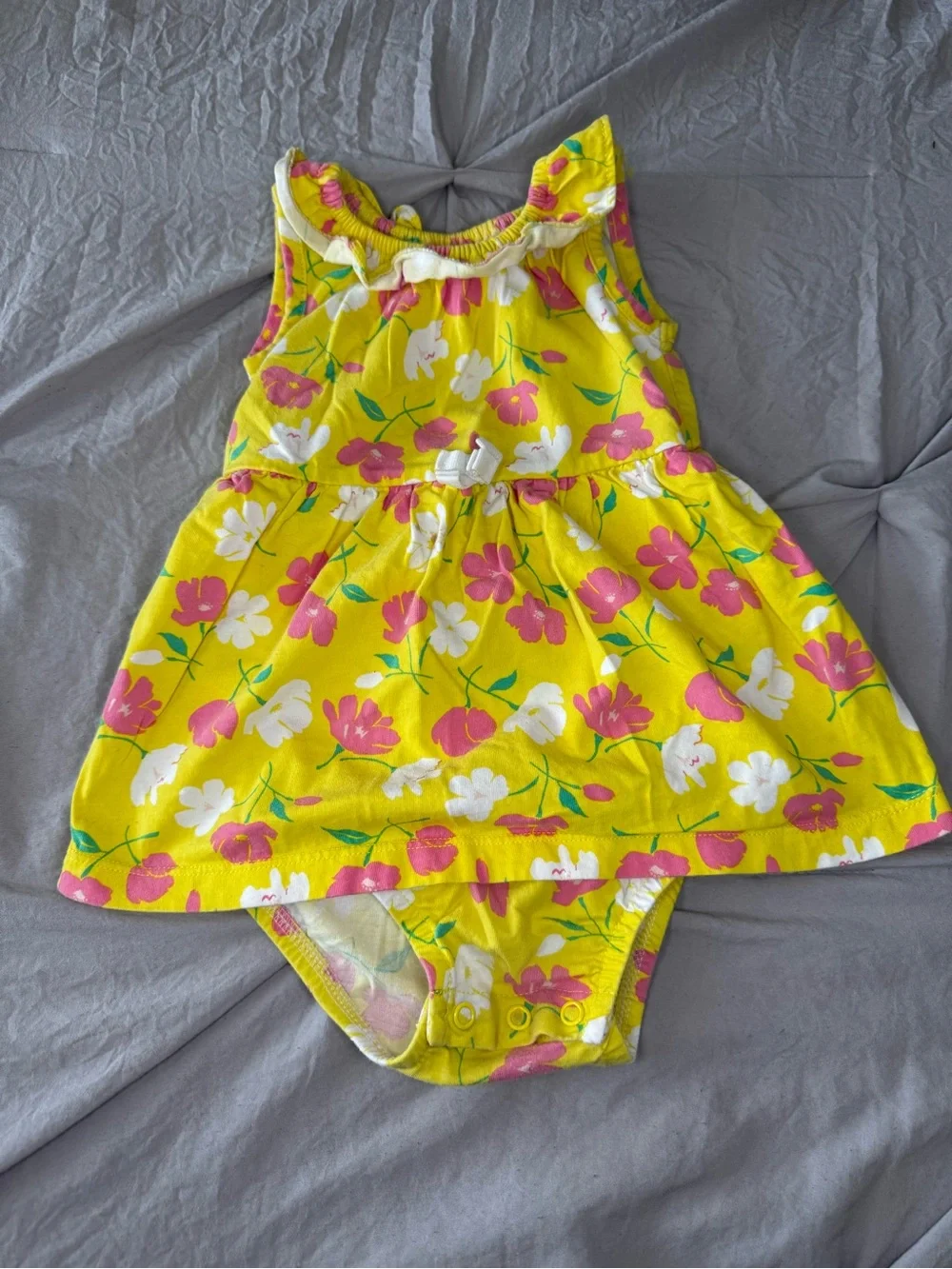 Carter’s Yellow Floral Baby Dress-Style Shorts with Pink & White Flowers